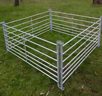 5 Rails Galvanized Oval Tube Metal Cattle Sheep Fence Panel 