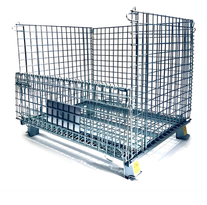 Foldable Heavy Duty Steel Mesh Storage Cages With Wheels For Industrial Use