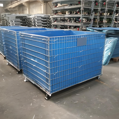 Wire Mesh Storage Cage 5.0mm Grid Size 5.8mm Wire Gauge Stack Up Fold Down 1200x800x1000mm