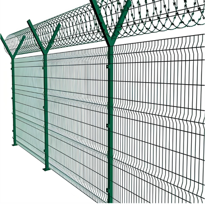 Zgalwanizowany PVC powlekany 6ft wysokości 3D zakrzywiony V Mesh Panel ogrodzenia bezpieczeństwa RAL6005 Zielony 50x200mm Otwór antyklimatowy System